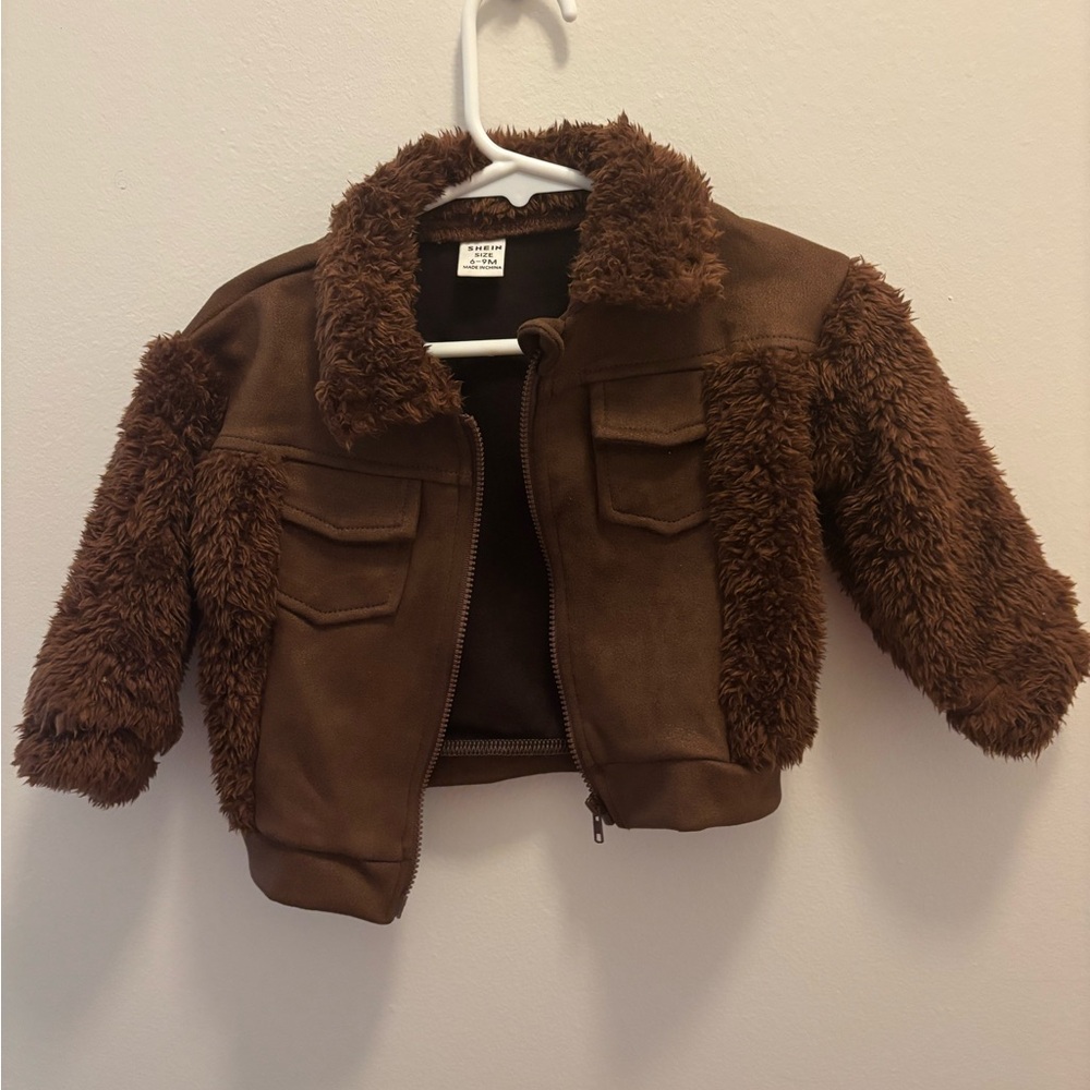 SHEIN Brown Sherpa Jacket Plush Cozy Outerwear